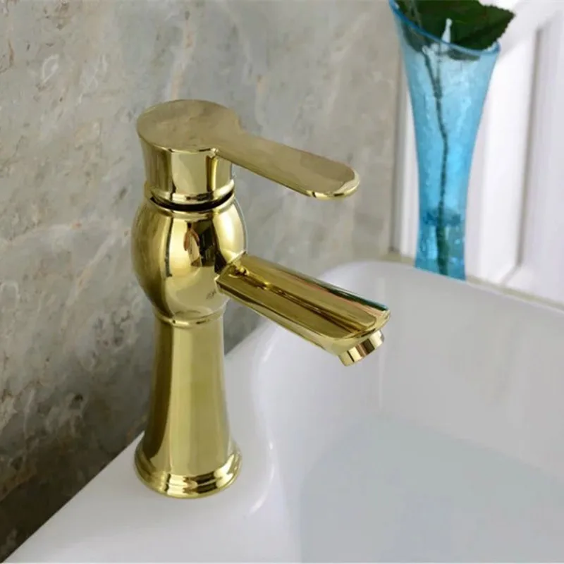 

High-grade gold and elegant european-style single single-hole cold hot basin faucet