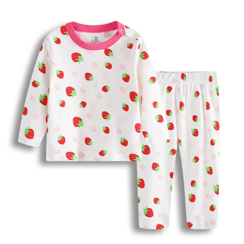 Осень-зима Одежда для маленьких мальчиков и девочек-набор хлопка Дети цветы рыбы самолет принцессы автомобиля пижамы комплект одежды