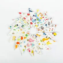 Милые двойные нагрудники с принтами хлопок мультфильм треугольный нагрудник для малышей для слюнявчик младенческой шарф водонепроницаемый ужин кормления нагрудники