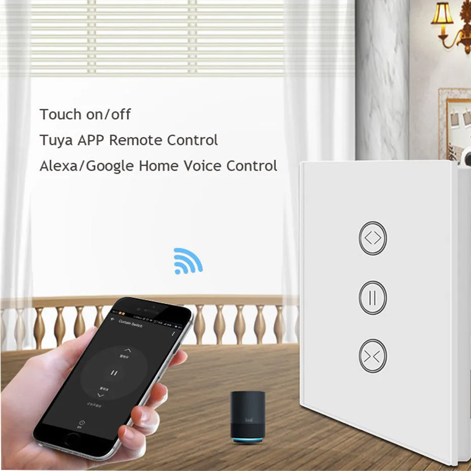 Dooya DT52S 75W+3M or Less Track+UK Type WIFI Curtain Switch,Touch on off,Tuya App WIFI Remote Control,Support Alexa Google Home-2