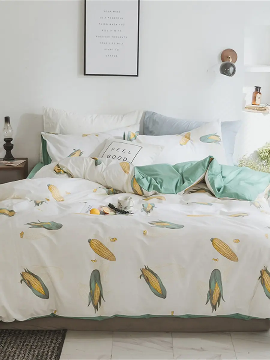 

3/4Pcs Duvet Cover Set Maize Pattern Cute Home Linens