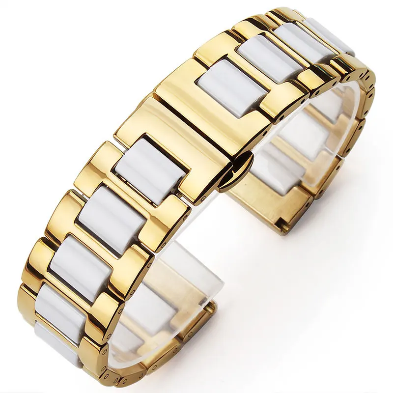

16mm 18mm 20mm ceramic strap accessories, butterfly watch buttons, watch chains, men and women, golden white butterfly shaped ce