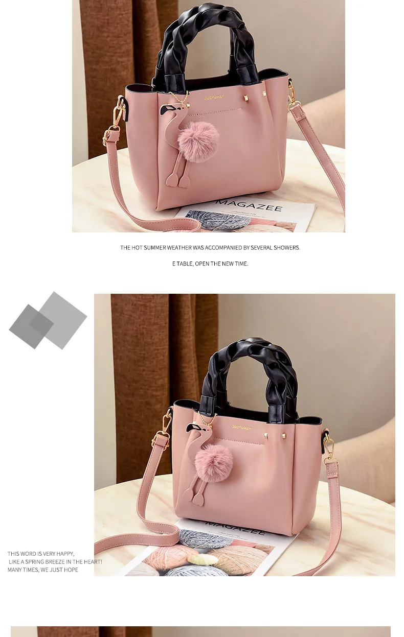 BERAGHINI/женская сумка через плечо из искусственной кожи; модная сумка-тоут с помпонами Фламинго; роскошная дизайнерская женская сумка