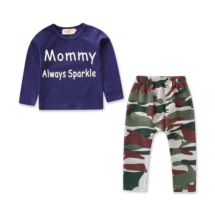 Baby Boy Clothes Winter Cotton Boys Clothing Set Long Sleeves Leisure T Shirt+ Camouflage Pant 2pcs Kids 1-5Y |