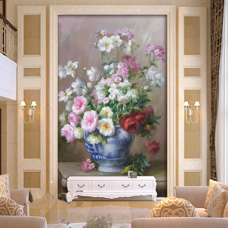 Beibehang Современная живопись обои 3d спальня ваза цветы ресторан коридор отеля вход фон 3d росписи