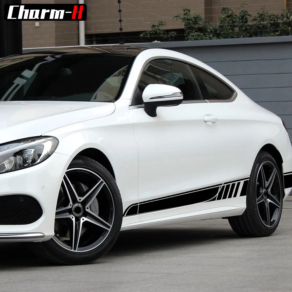 Автомобильный Стайлинг c63 AMG Edition наклейка в полоску с боковой юбкой для Mercedes Benz W205