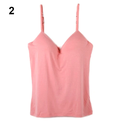 

Fashion Women's Adjustable Built In Bra Padded Self Mold Bra Tank & Tees Camisole Retail/Wholesale 5AUX 7EBS
