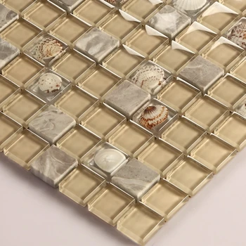 

yellow color square clear crystal mosaic mixed shell shell tiles for kitchen backsplash tile bathroom shower border fireplace