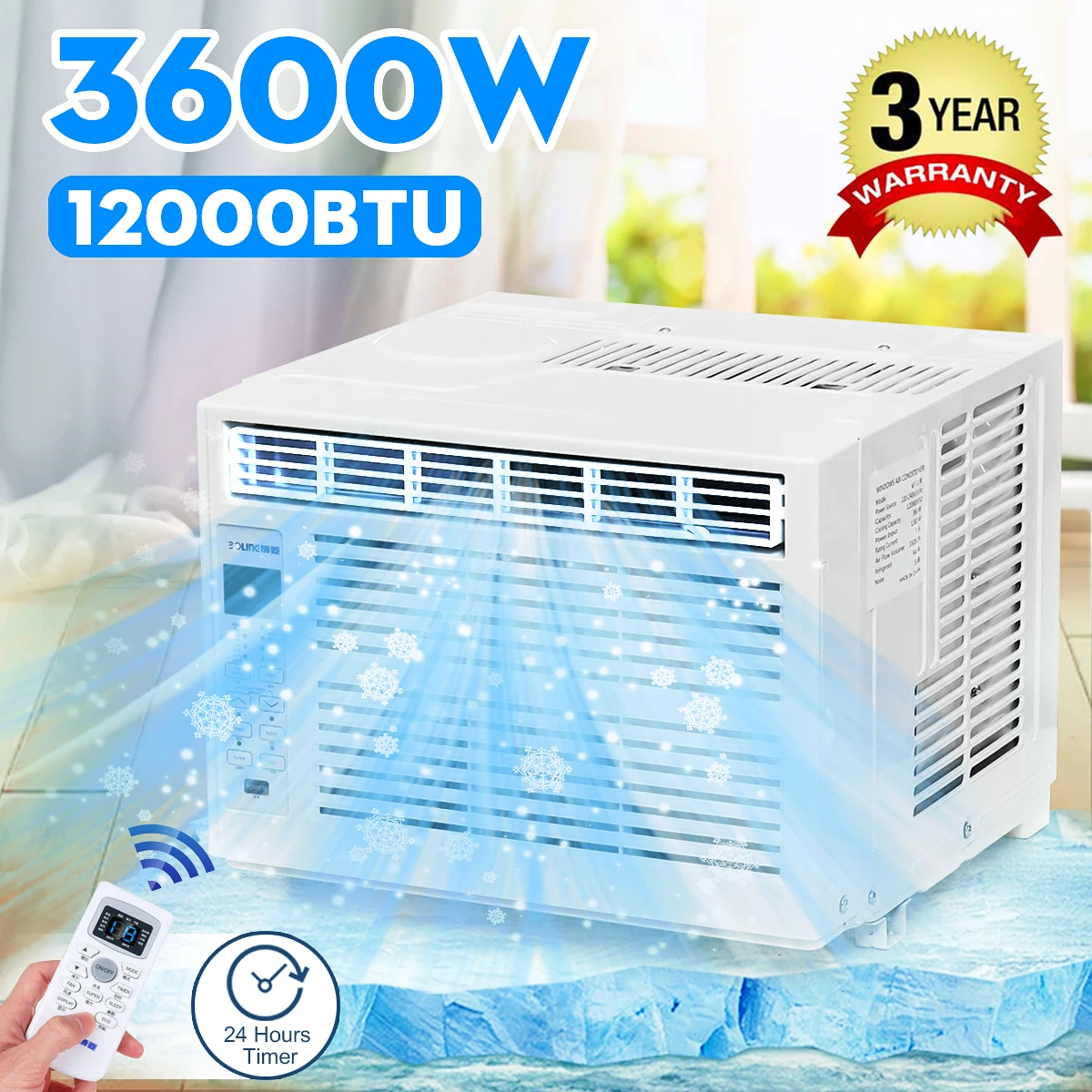 

3600W Desktop air conditioner 12000BTU 24-hour timer Cold With remote control LED control panel Pet air conditione AC220-240V