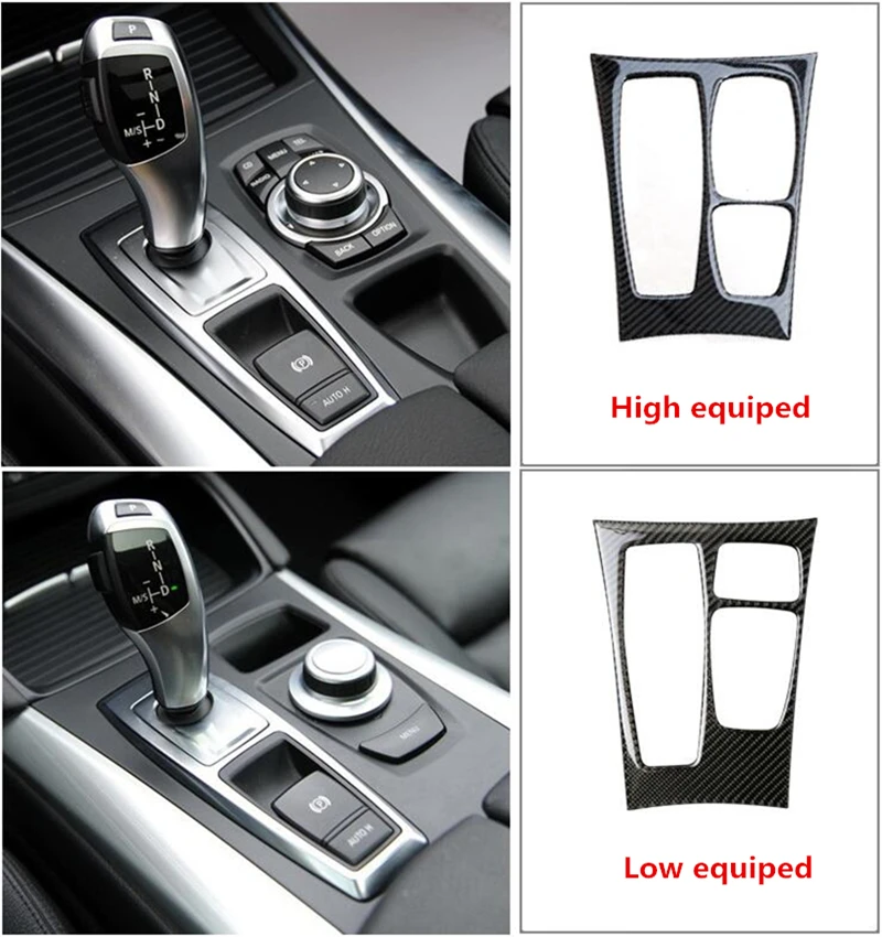 Углеродное волокно для внутреннего контроля переключения передач рамка Накладка для BMW X5 E70 X6 E71 кондиционер CD Панели Наклейки