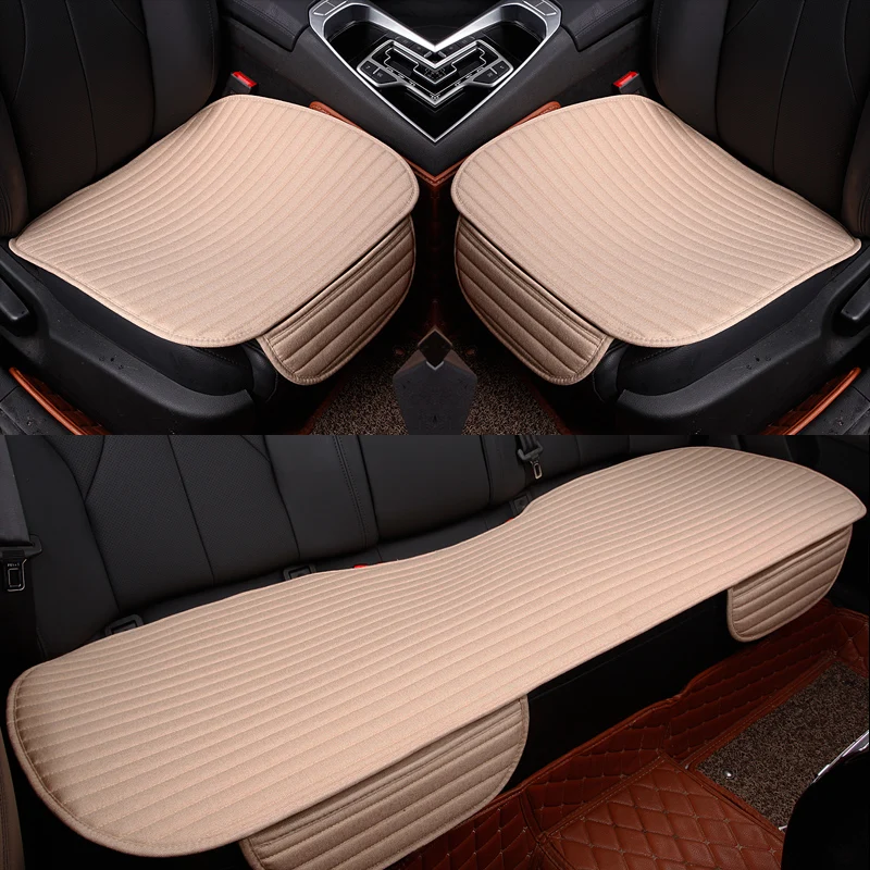 

Linen Car Seat Cover Four Season Front/Rear Flax Cushion Breathable Protector non slide Pad Auto accessories Universal Size