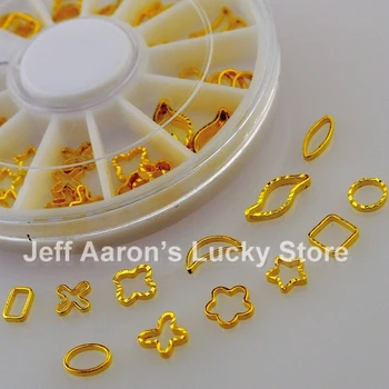 

6 wheels gold silver metal nail circle wheel for 3d nail art decorations design nail model circle styling tools whole sale