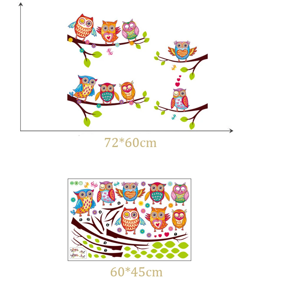 Милые наклейки на стену с изображением совы для детской комнаты, комнаты для девочек, украшения для спальни, дерево, цветы, наклейки на стену, украшение детской комнаты
