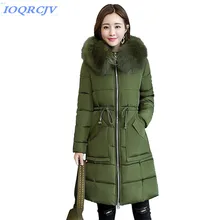 Новая зимняя куртка Женская Толстая теплая парка с меховым воротником и капюшоном Mujer пальто с хлопковой подкладкой длинного размера плюс 3xl тонкая женская куртка N227