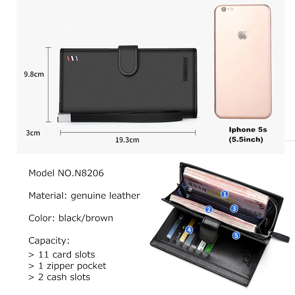 Дешево BISON DENIM мужской кошелек, натуральная кожа, большая емкость, держатель для карт, Воловья кожа, кошелек для денег, для мужчин, качественная молн...