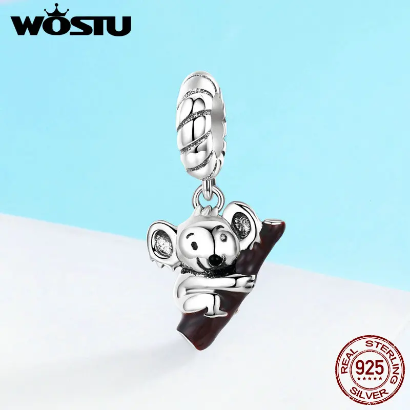 WOSTU 100% 925 пробы серебро коллекция животных Австралия коала с деревом Шарм