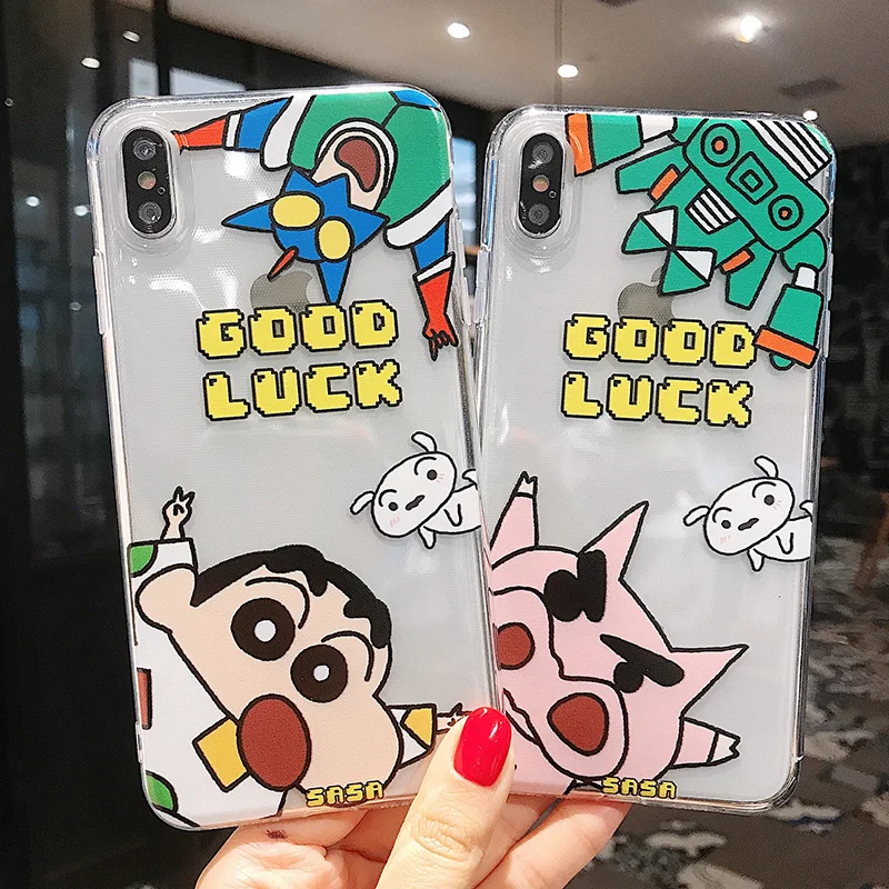 

Cute Cartoon Pig For iphoneXs XR Max Mobile phone shell For iphone6s 7 8 Plus Crayon Shin-chan Soft Mobile phone protective case
