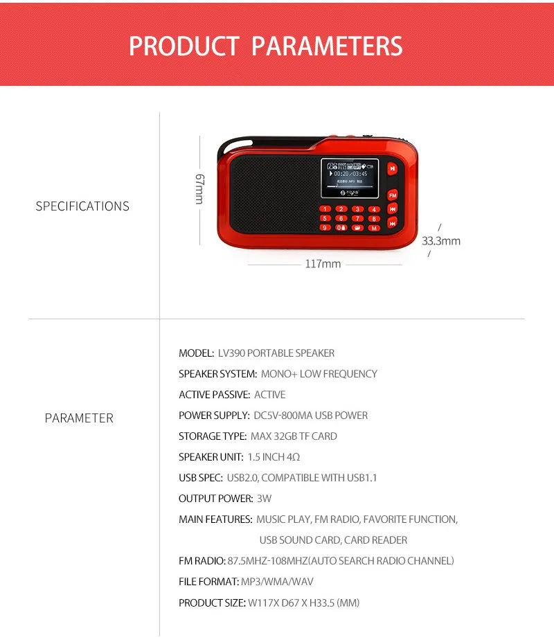 Смотрите меня здесь LV390 портативный динамик MP3 звуковая коробка Громкая связь громкий динамик FM радио плеер аудио динамик s поддержка TF воспроизведение музыки