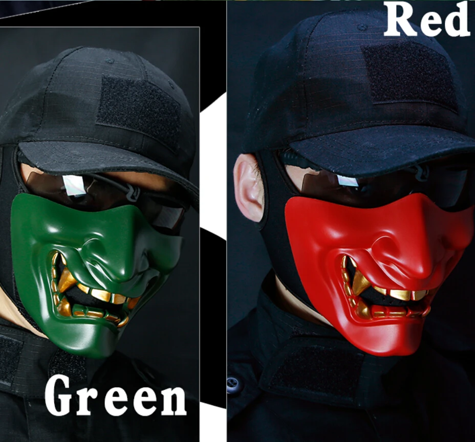 

Devil Half Mouth Face Mask Halloween TPU Cosplay Tactical Mask For Men and Women Horror CS Games Bike Riding Cycling Equipment