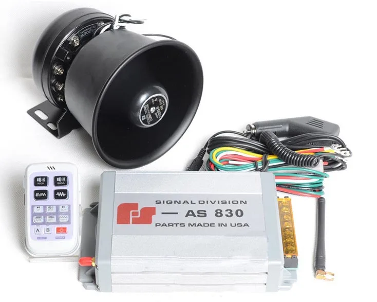 200W Silver AS830 Electronic Horn Car Alarm Siren 11 Tone Loudspeaker Horn Automotive Siren Car Styling Police Horn Buzzer
