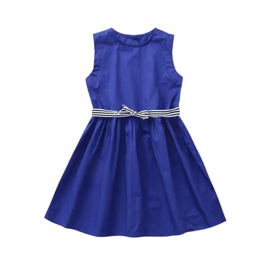 TELOTUNT Kids Baby Girls Dress Solid Sleeveless Dresses Clothing