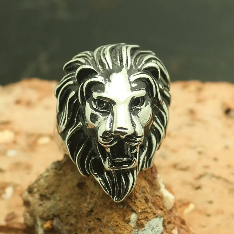 Best Size 7 to size 15 316L Stainless Steel Silver Cool Silver Lion King Fashion Ring