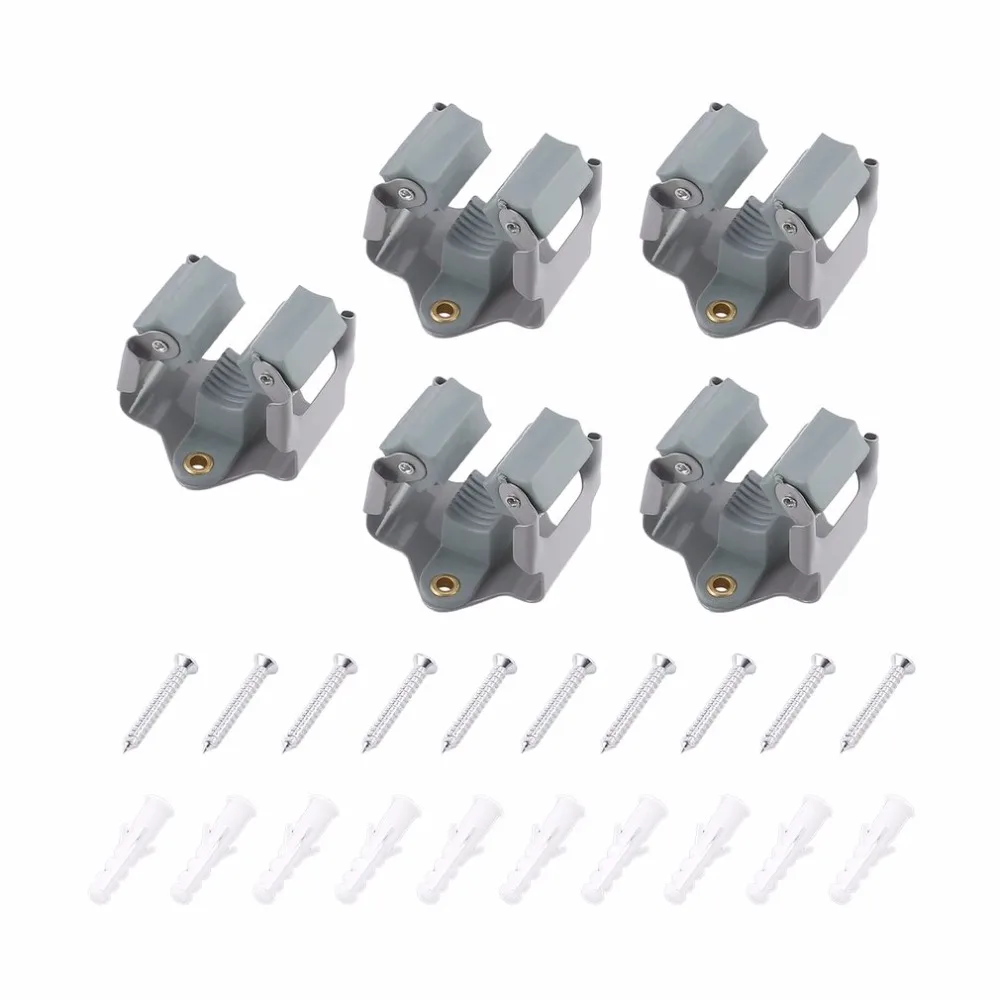 

2017 New 5pcs Kitchen Storage Organizer Mop Broom Holder Wall Mounted Garden Storage Rack 5 Position Garage Holds