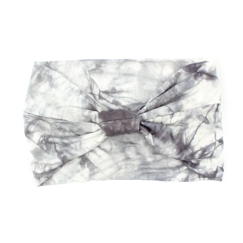 Geebro Женская повязка с принтом в виде галстука, эластичная повязка на голову из хлопка, эластичные резинки для волос для девочек, повязка для волос, аксессуары, повязка на голову - Цвет: Light Grey