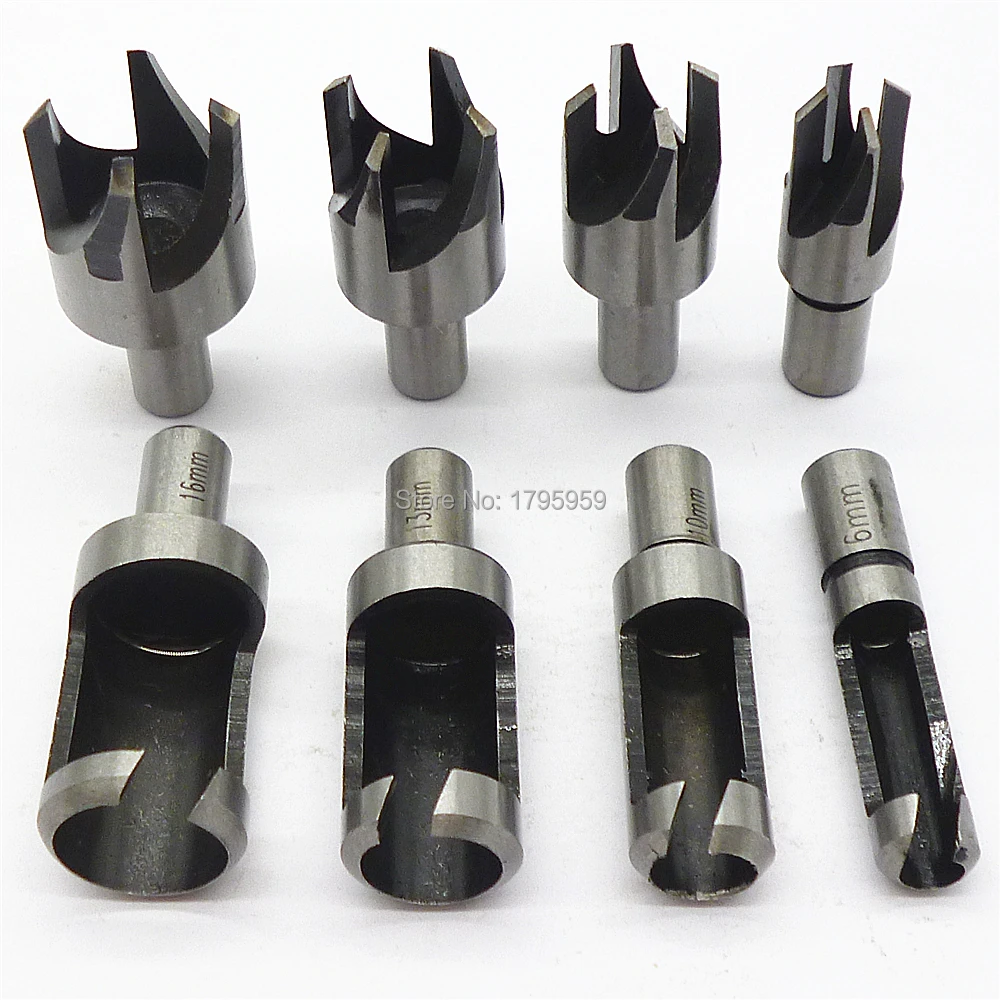 8pcs Wood Plug Cutter Set 6mm 10mm 13mm 16mm Dowel Maker Tool Woodwork
