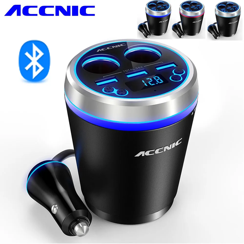 

ACCNIC C1 Bluetooth FM Transmitter Car Bluetooth Micro /TF SD Music MP3 Player Car Kit Cigarette Lighter Splitter Adapter