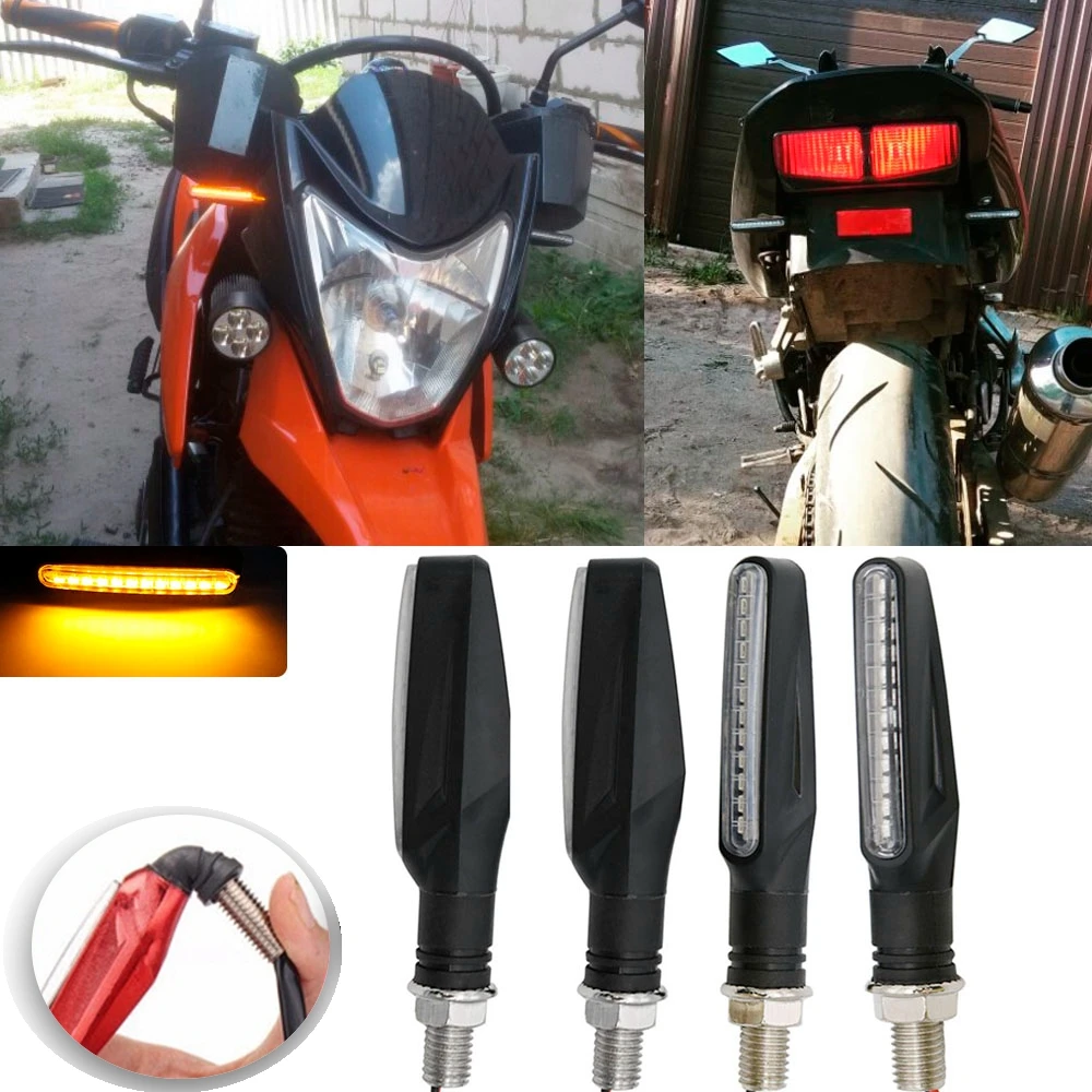 New 4pcs/set Motorcycle Universal flowing water flicker 12LED 12V turn
