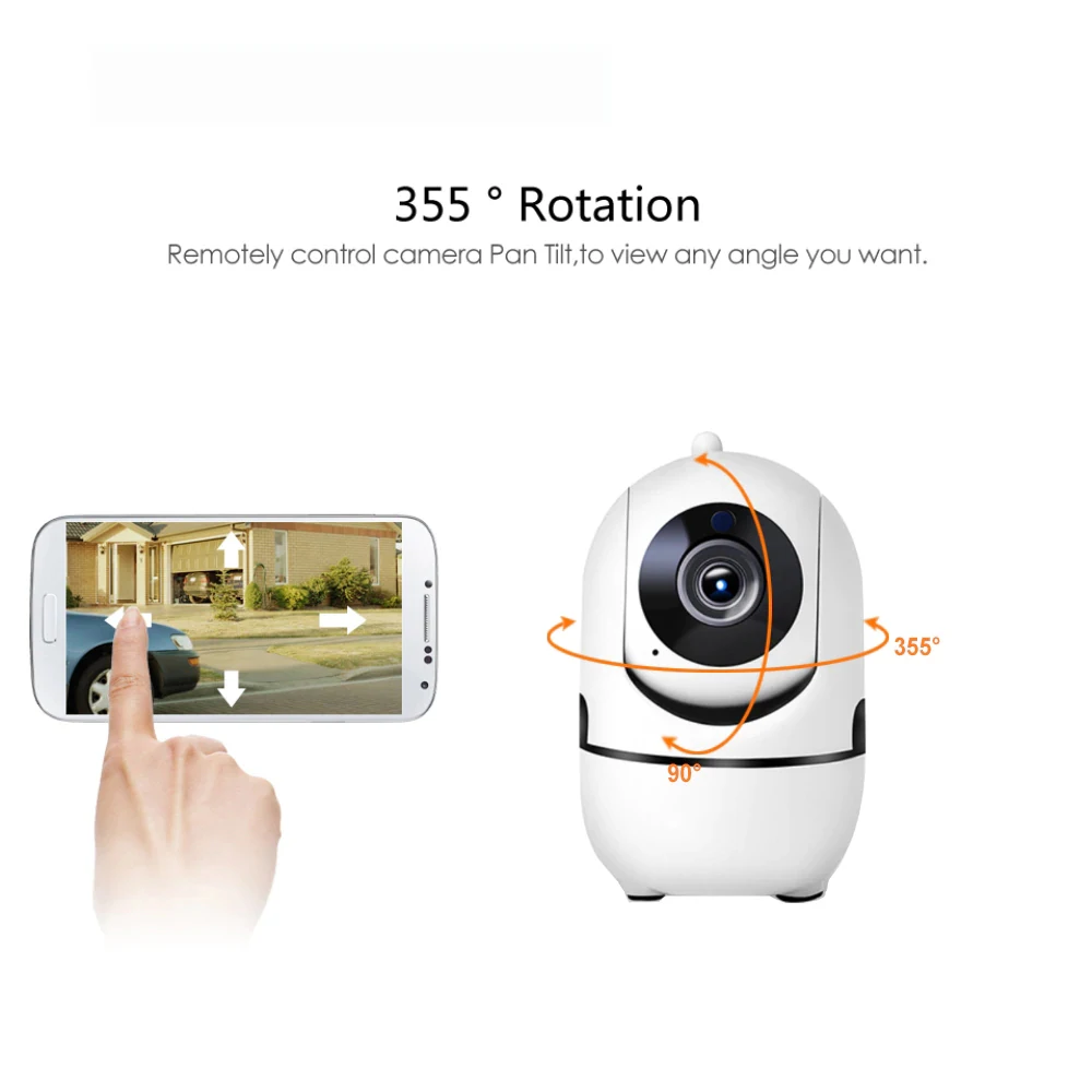 1080P Full HD Wireless Smart PTZ IP Camera with WIFI Cloud Recording Auto-Tracking Monitoring for Moving Objects Free APP Alarm