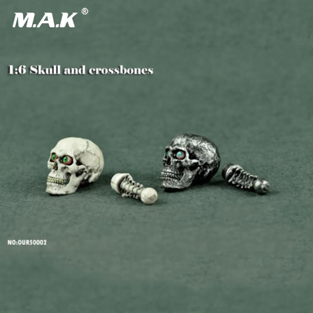 

2Pcs/Set 1/6 Scale Male Soldier Head Carved Skull Head Carved and Crossbones Model For 12" Action Figure Body Accessory
