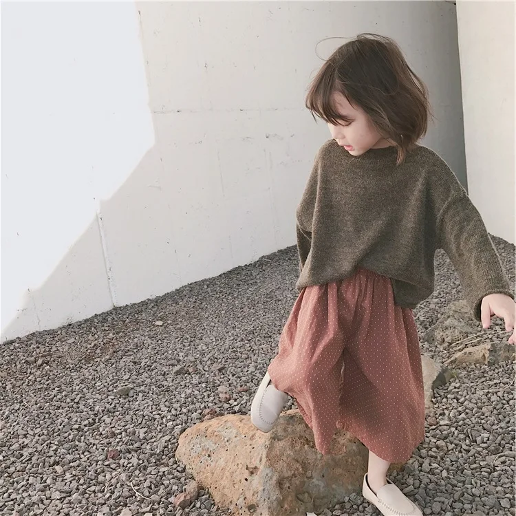 

Autumn New Children Clothing Baby Girl Wide Leg Pants Fashion Dot Printed Kids Loose Casual Pants Toddler Outwear Trousers 2-7Y