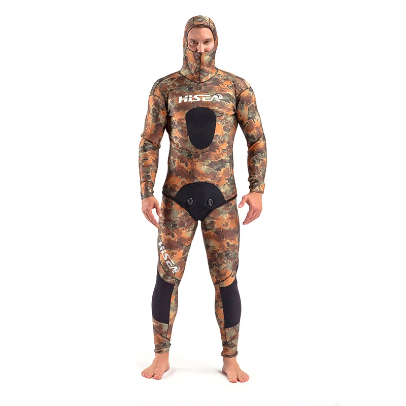 SEAC 2-pieces мужские спортивные костюмы 5 мм зимние гидрокостюмы с длинным рукавом Yamamoto Дайвинг костюм сохраняет тепло сыпь охранники купальник для серфинга - Цвет: Coral pattern