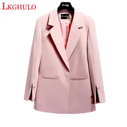 Lkghulo 2018 Весна Slim Fit Для женщин официальные пиджаки офисные открытые спереди зубчатый женский пиджак пальто Лидер продаж Модные A820