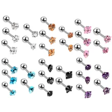 5 шт./лот, серьги из нержавеющей стали для хряща, для женщин, кристалл, циркон, трагус, пирсинг, сексуальные украшения для тела, поддельные пирсинг для ушей