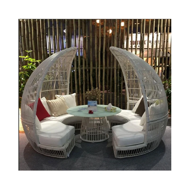 Factory Outlets Home Leisure Wicker Round Shaped Sunbed Sunshade Outdoor Patio Sofa Single Bed Sun Loungers Aliexpress