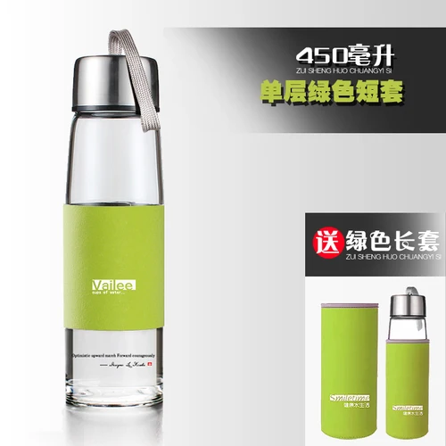 450-550-600ml термостойкая стеклянная бутылка для воды Нижняя чайная утечка с фильтром My Bottle To отправьте друзьям лучший подарок - Цвет: D-450ml green