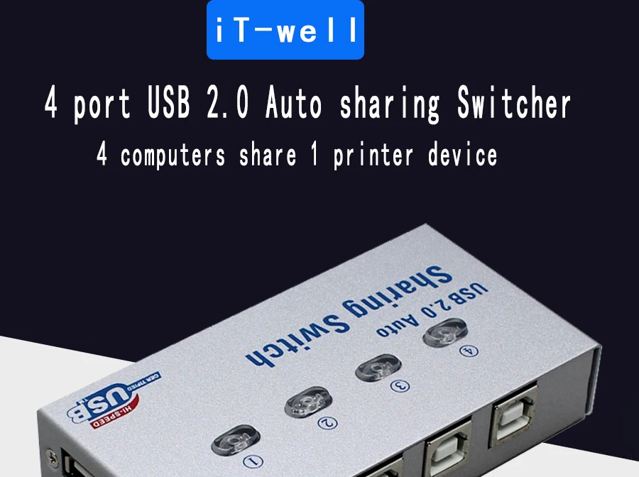 Это-USB Hub 4 Порты USB Авто Switchfor 4 шт. совместное использование печати 4 компьютерам использовать 1 USB устройство с 4 кабели