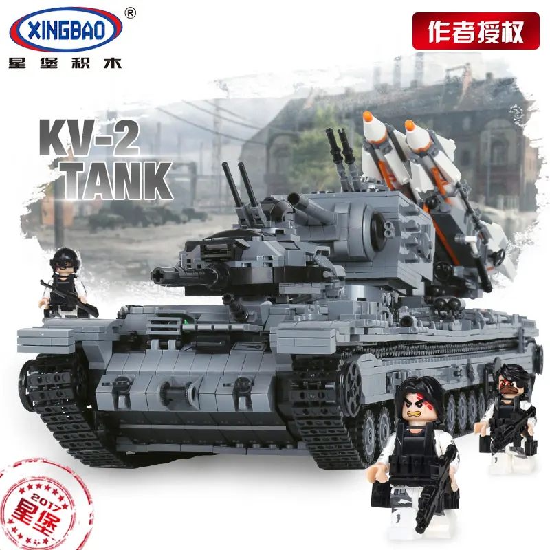 

XingBao 06006 3663Pcs Creative MOC Military Series The KV-2 Tank Set children Educational Building Blocks Bricks LegoINGys Gif