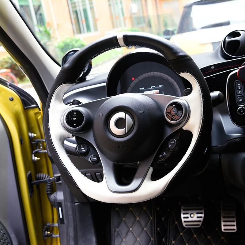 Для smart 453 fortwo forfour автомобильный внутренний диаметр 38 см DIY натуральная кожа чехлы на руль аксессуары для стайлинга автомобилей