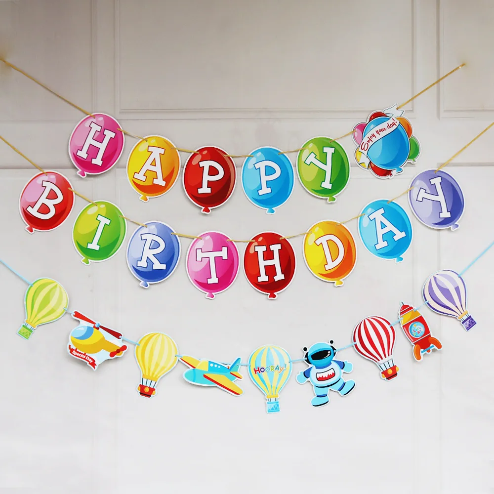 

Multi Themes Happy Birthday Banner Round Birthday Party Decorations Photo Booth Happy Birthday Bunting Garland Flagsv