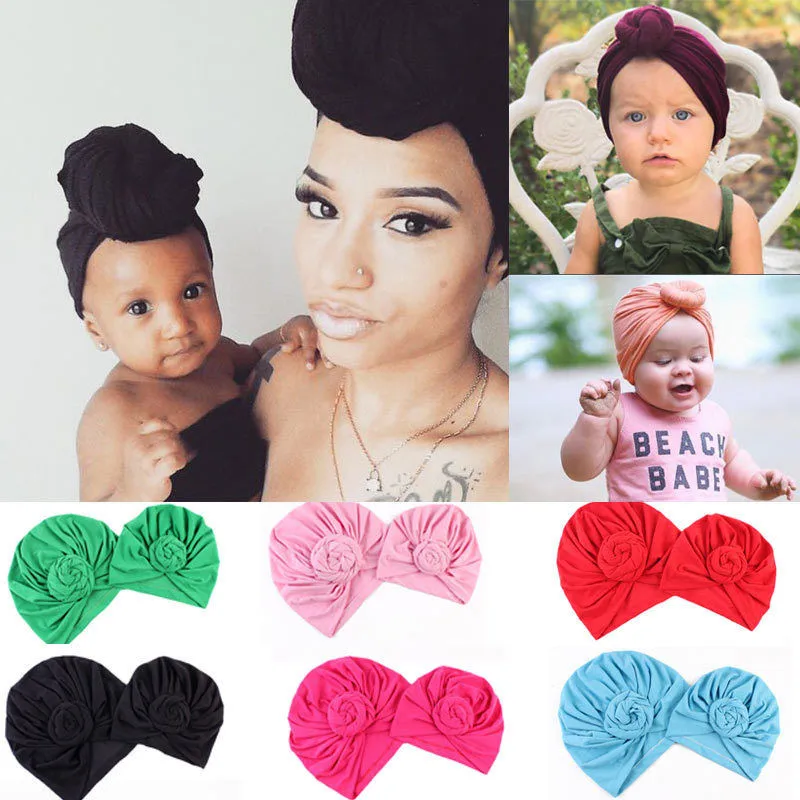 

1PCS PUDCOCO Newest Mommy Me Cotton Blend Handmade Hat Women Caps Baby Girls Turban Caps Twist Knot Headwear Hair Accessories