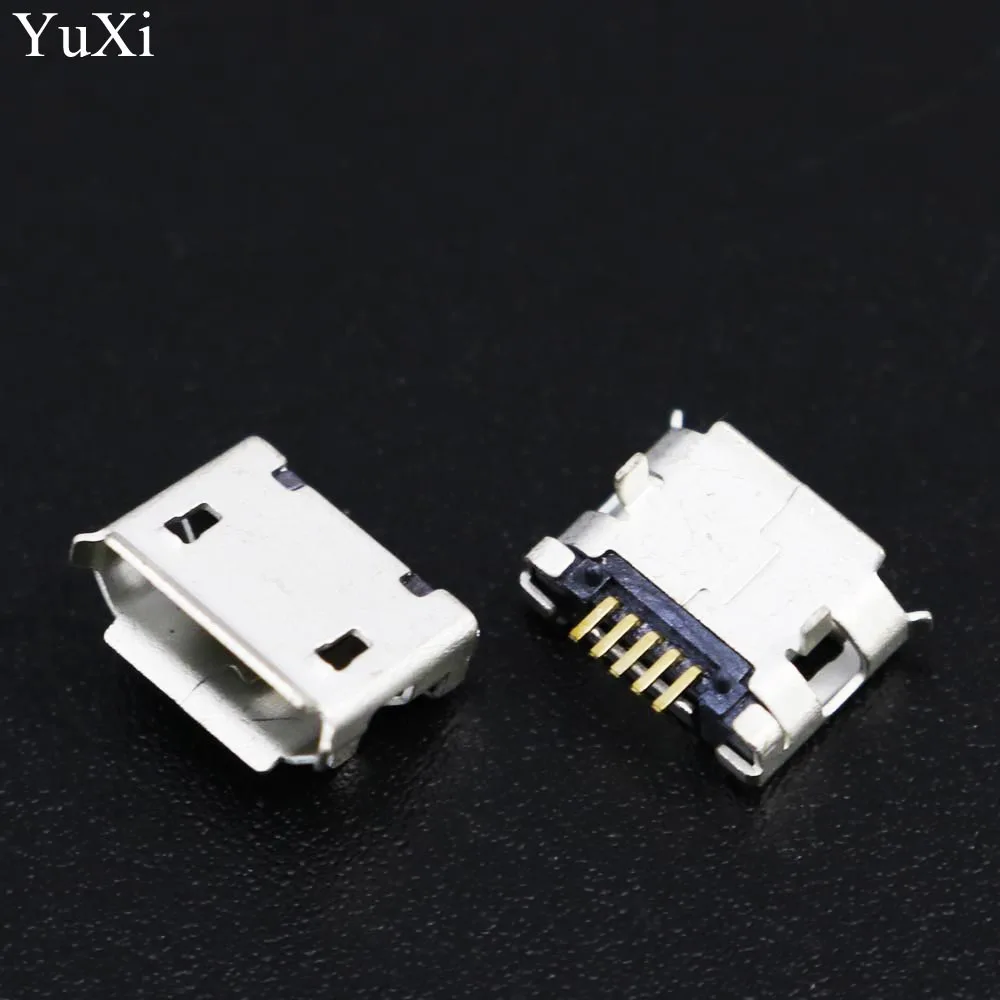 

YuXi 100pcs Micro USB 5pin DIP Female Connector For Mobile Phone Mini USB Charging Socket Curly Mouth High Quality