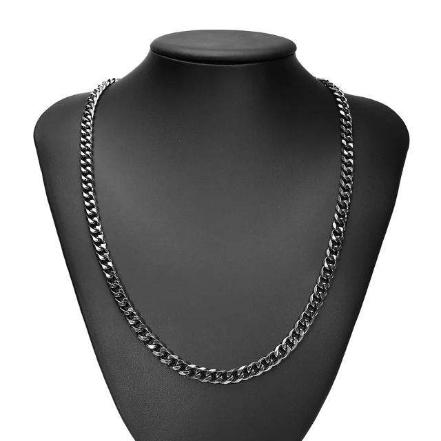 5/7/9/11mm Fashion Men Link Chain Necklace Shellhard Black Cuban Chain ...