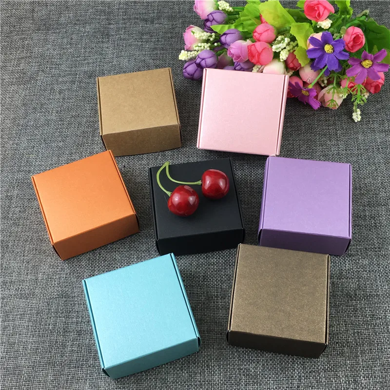 Модная разноцветная Милая бумажная коробка цвета макарон, обычные стильные чехлы, пустая DIY Смешанная цветная бумага, маленькая коробка, 50 шт./партия