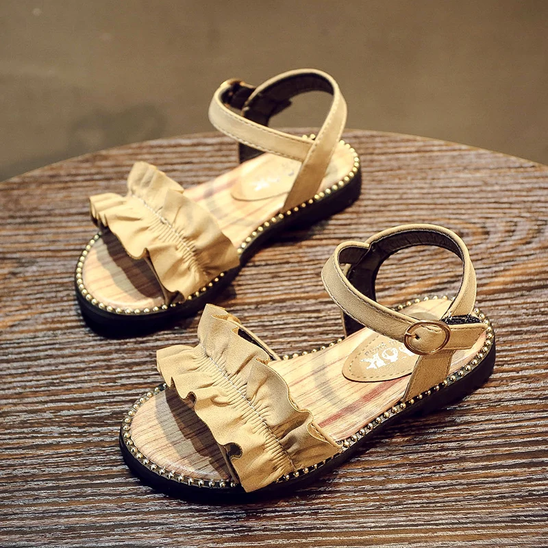 COZULMA/детские сандалии с открытым носком и ремешком на щиколотке для девочек; летняя пляжная обувь принцессы; детские сандалии-гладиаторы; Размеры 26-36