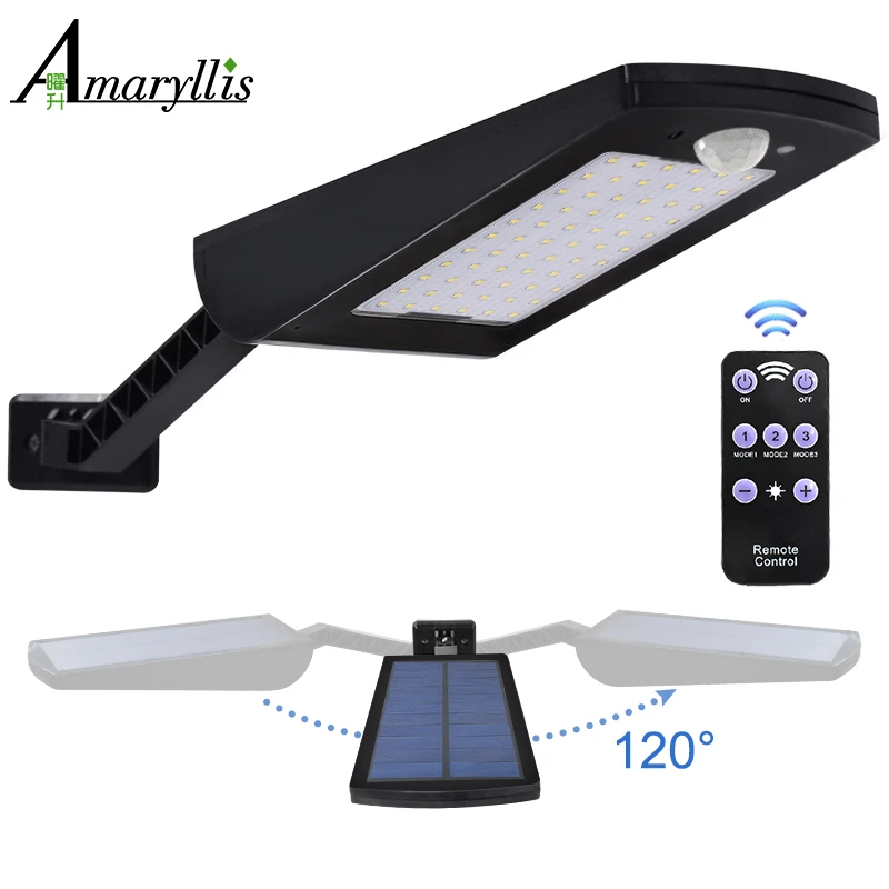 

900lm Solar Lamp 3 Modes 2 Angles Rotable 900Lm 66Led Outdoor Wireless Ip65 Waterproof Solar Light For Garden Wall Yard
