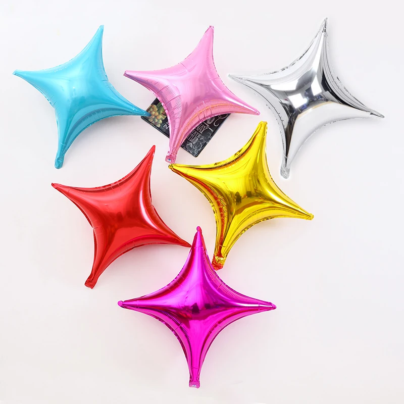 

Kuchang 10pcs 24inch Multicolor Four Corners Star Foil Balloons Baby Birthday Wedding Decoration Inflatable Star Air Globos